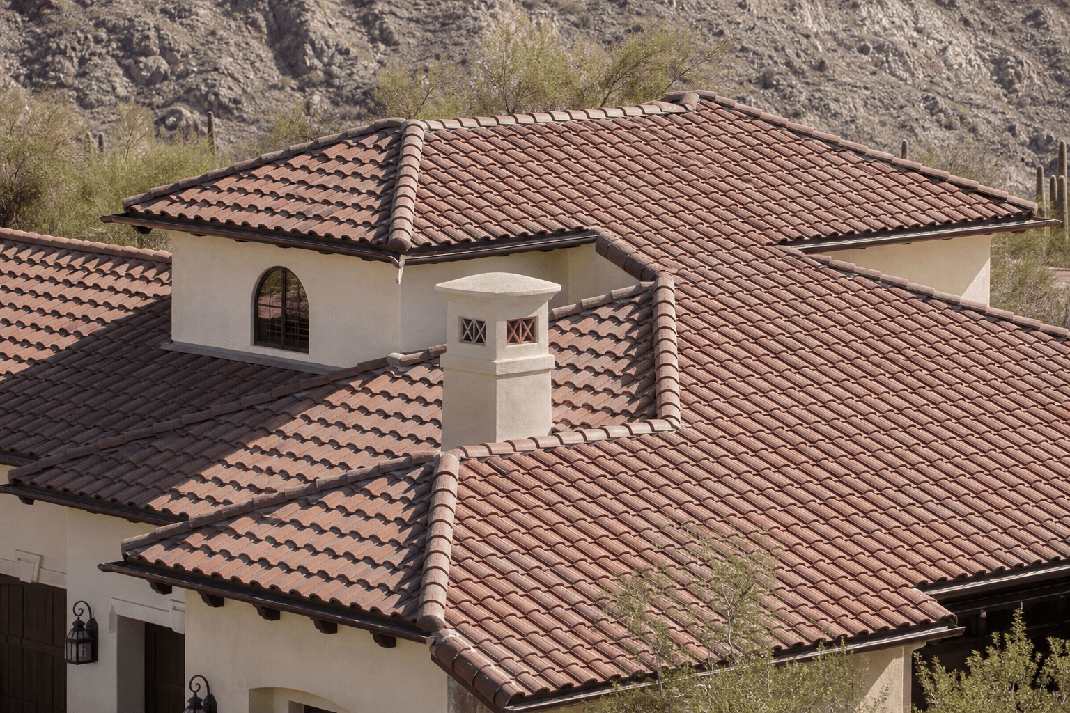 Concrete tile roof planes on a Phoenix home